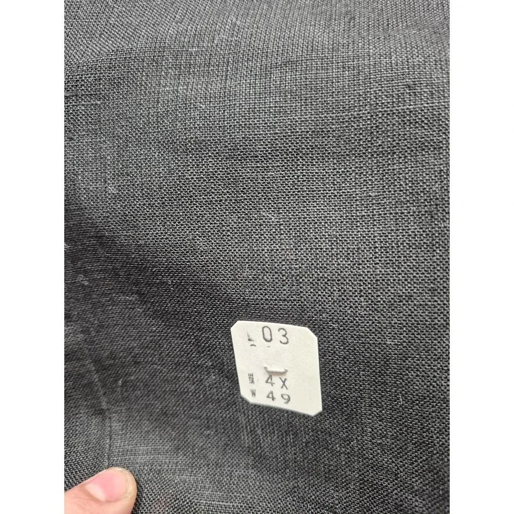 VTG Millena Suit Mens 4XL Black 100% Linen 2 Piece 49x36 Big Tall USA Summer